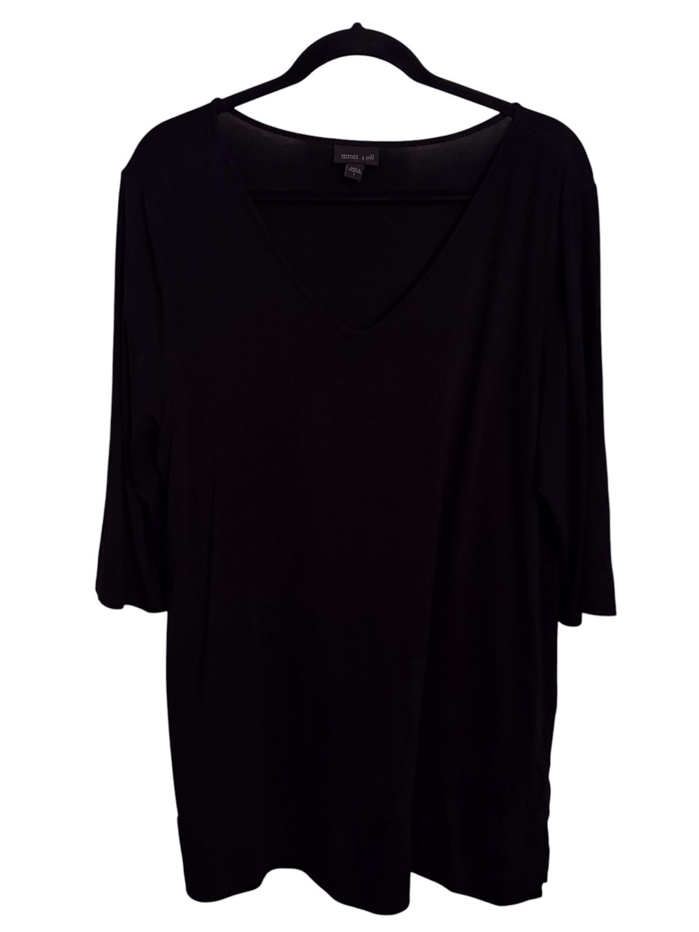 J. Jill Large Black Tunic Top Wearever Collection Stretch Casual V-Neck Modest